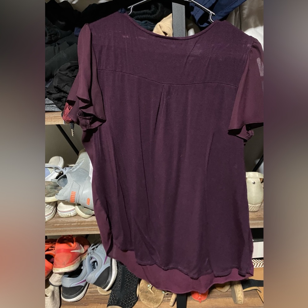 Fortune & Ivy Women's Elegant Plum Blouse - Picture 2 of 3